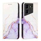 For Tecno Pova 5 4G PT003 Marble Pattern Flip Leather Phone Case(White Purple) - 2