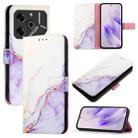 For Tecno Pova 6 5G PT003 Marble Pattern Flip Leather Phone Case(White Purple) - 1