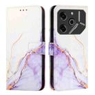 For Tecno Pova 6 5G PT003 Marble Pattern Flip Leather Phone Case(White Purple) - 2