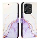 For Tecno Spark 10 4G PT003 Marble Pattern Flip Leather Phone Case(White Purple) - 2