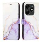 For Tecno Spark 20 PT003 Marble Pattern Flip Leather Phone Case(White Purple) - 2