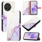 For Tecno Spark 20 Pro+ PT003 Marble Pattern Flip Leather Phone Case(White Purple) - 1