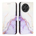 For Tecno Spark 20 Pro+ PT003 Marble Pattern Flip Leather Phone Case(White Purple) - 2