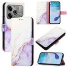 For Tecno Pova 6 Neo PT003 Marble Pattern Flip Leather Phone Case(White Purple) - 1