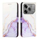 For Tecno Pova 6 Neo PT003 Marble Pattern Flip Leather Phone Case(White Purple) - 2