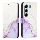 For Tecno Camon 40 4G PT003 Marble Pattern Flip Leather Phone Case(White Purple) - 3