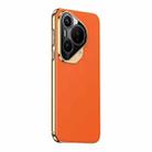 For Huawei Pura 70 Plain Leather PC Phone Case(Orange) - 1