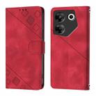 For Tecno Camon 20 Pro 5G Skin Feel Embossed Leather Phone Case(Red) - 2