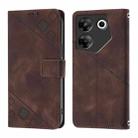 For Tecno Camon 20 Pro 5G Skin Feel Embossed Leather Phone Case(Brown) - 2