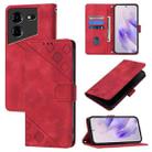 For Tecno Pova 5 4G Skin Feel Embossed Leather Phone Case(Red) - 1