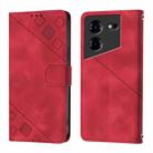 For Tecno Pova 5 4G Skin Feel Embossed Leather Phone Case(Red) - 2