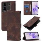 For Tecno Pova 5 4G Skin Feel Embossed Leather Phone Case(Brown) - 1