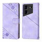 For Tecno Pova 5 Pro 5G Skin Feel Embossed Leather Phone Case(Light Purple) - 2