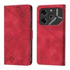 For Tecno Pova 6 5G Skin Feel Embossed Leather Phone Case(Red) - 2