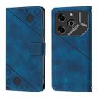 For Tecno Pova 6 5G Skin Feel Embossed Leather Phone Case(Blue) - 2