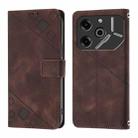 For Tecno Pova 6 5G Skin Feel Embossed Leather Phone Case(Brown) - 2