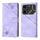For Tecno Pova 6 Pro Skin Feel Embossed Leather Phone Case(Light Purple) - 2
