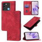 For Tecno Spark 9 Skin Feel Embossed Leather Phone Case(Red) - 1