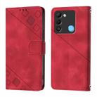 For Tecno Spark 9 Skin Feel Embossed Leather Phone Case(Red) - 2