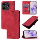 For Tecno Spark 10 Pro Magic Magenta Skin Feel Embossed Leather Phone Case(Red) - 1