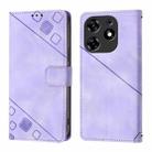 For Tecno Spark 10 Pro Magic Magenta Skin Feel Embossed Leather Phone Case(Light Purple) - 2