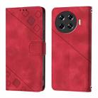 For Tecno Spark 20 Pro+ Skin Feel Embossed Leather Phone Case(Red) - 2