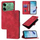 For Tecno Pova 6 Skin Feel Embossed Leather Phone Case(Red) - 1