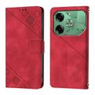 For Tecno Pova 6 Skin Feel Embossed Leather Phone Case(Red) - 2