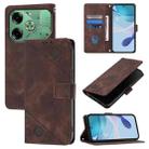 For Tecno Pova 6 Skin Feel Embossed Leather Phone Case(Brown) - 1