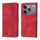 For Tecno Pova 6 Neo Skin Feel Embossed Leather Phone Case(Red) - 3