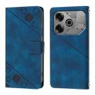 For Tecno Pova 6 Neo Skin Feel Embossed Leather Phone Case(Blue) - 3