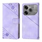 For Tecno Pova 6 Neo Skin Feel Embossed Leather Phone Case(Light Purple) - 3