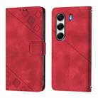 For Tecno Camon 40 4G Skin Feel Embossed Leather Phone Case(Red) - 2