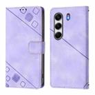 For Tecno Camon 40 4G Skin Feel Embossed Leather Phone Case(Light Purple) - 2