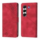 For Tecno Camon 40 Pro 4G Skin Feel Embossed Leather Phone Case(Red) - 2