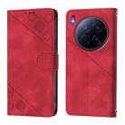 For Tecno Camon 40 Premier Skin Feel Embossed Leather Phone Case(Red) - 2