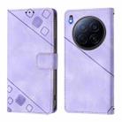 For Tecno Camon 40 Premier Skin Feel Embossed Leather Phone Case(Light Purple) - 2