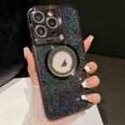 For iPhone 12 Pro Max Starry Glitter MagSafe Lens Holder Phone Case(Black) - 1