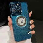 For iPhone 12 Pro Max Starry Glitter MagSafe Lens Holder Phone Case(Blue) - 1