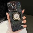 For iPhone 13 Starry Glitter MagSafe Lens Holder Phone Case(Black) - 1