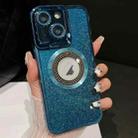 For iPhone 13 Starry Glitter MagSafe Lens Holder Phone Case(Blue) - 1