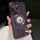 For iPhone 13 Starry Glitter MagSafe Lens Holder Phone Case(Purple) - 1