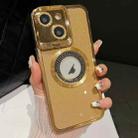 For iPhone 14 Starry Glitter MagSafe Lens Holder Phone Case(Gold) - 1