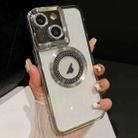 For iPhone 14 Starry Glitter MagSafe Lens Holder Phone Case(Silver) - 1