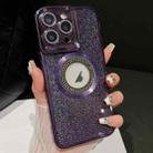 For iPhone 14 Pro Starry Glitter MagSafe Lens Holder Phone Case(Purple) - 1