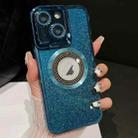 For iPhone 15 Starry Glitter MagSafe Lens Holder Phone Case(Blue) - 1