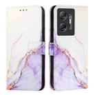 For Infinix Hot 30 5G PT003 Marble Pattern Flip Leather Phone Case(White Purple) - 2
