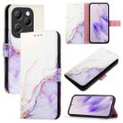 For Infinix Hot 40 / Hot 40 Pro PT003 Marble Pattern Flip Leather Phone Case(White Purple) - 1