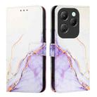 For Infinix Hot 40 / Hot 40 Pro PT003 Marble Pattern Flip Leather Phone Case(White Purple) - 2