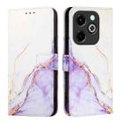 For Infinix Hot 40i PT003 Marble Pattern Flip Leather Phone Case(White Purple) - 2